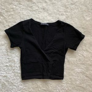 Brandy Melville Black Cross Wrap Crop Top